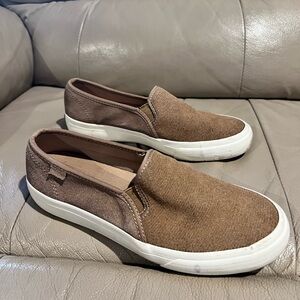 Keds camel colored slip on shoes